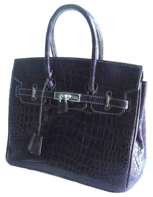 Ladies Genuine Crocodile Handbag in Blue Crocodile Skin #CRW214H-04
