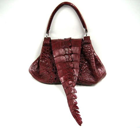 Ladies Genuine Crocodile Leather Handbag in Burgundy Crocodile Skin #CRW195H-08