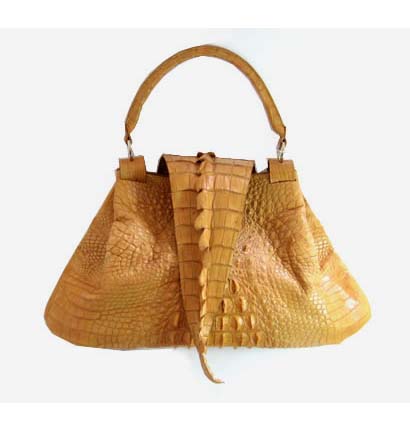 Genuine Crocodile Handbag in Yellow-Brown Crocodile Leather #CRW195H-04