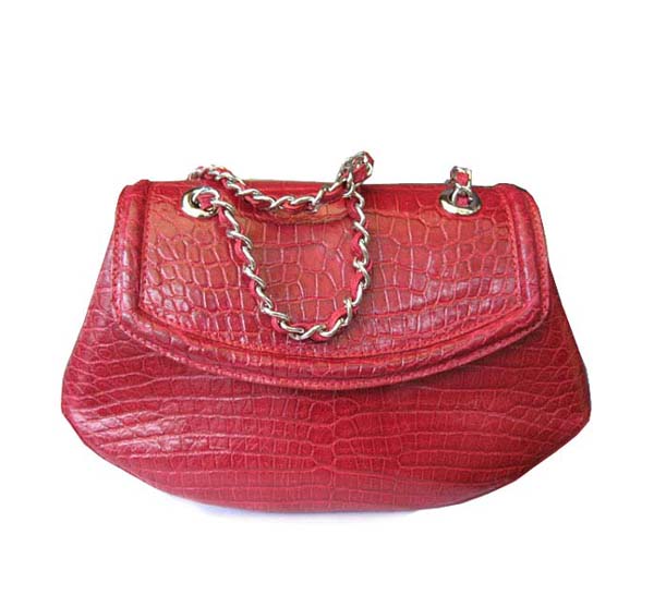 Ladies Genuine Belly Crocodile Leather Shoulder Bag in Red Crocodile Skin #CRW212H