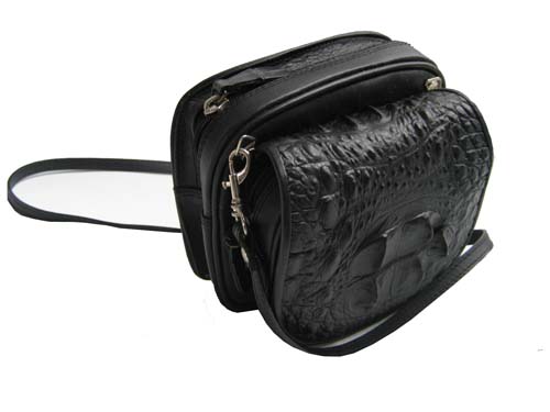Genuine Crocodile Shoulder Bag in Black Crocodile Leather #CRW230S