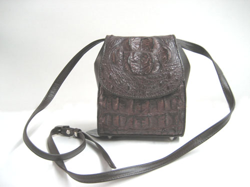 Genuine Crocodile Shoulder Bag in Dark Brown Crocodile Leather #CRW231S-02