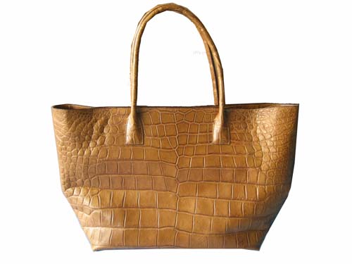 Genuine Belly Crocodile Handbag in Light Brown Crocodile Leather #CRW244H-04