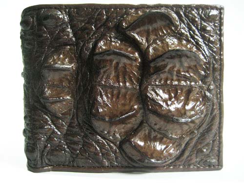 Genuine Hornback Crocodile Leather Wallet in Light Brown Crocodile Leather #CRM446W-03