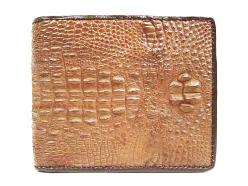Genuine Hornback Crocodile Leather Wallet in Light Brown Crocodile Leather #CRM446W-04