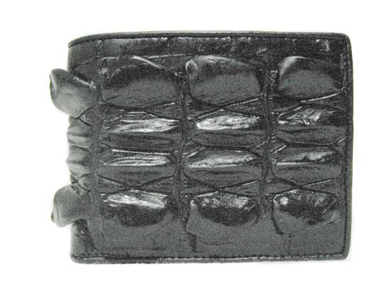 Genuine Tail Crocodile Leather Wallet in Black Crocodile Leather #CRM448W-04