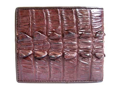 Genuine Tail Crocodile Leather Wallet in Red-Brown Crocodile Leather #CRM448W-05
