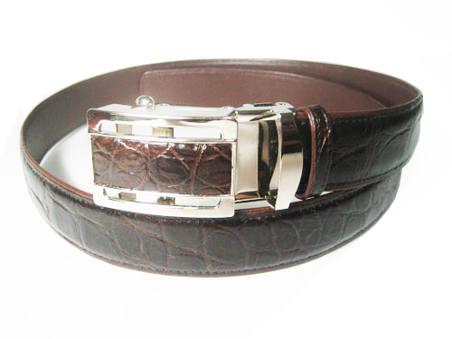 Genuine Belly Crocodile Belt in Dark Brown  #CRM640B-05