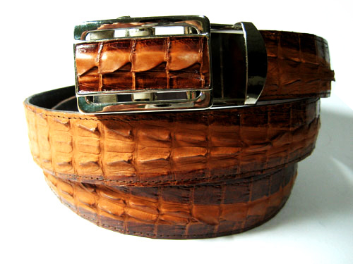 Genuine Crocodile Belt in Light Brown(Tan) Crocodile Leather  #CRM642B-01