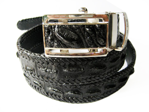 Handcrafted Weave Crocodile Belt with in Black Crocodile Leather  #CRM644B-01