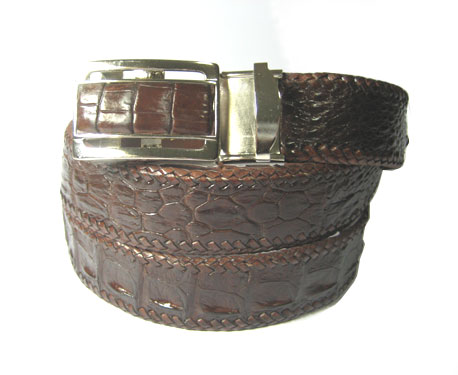 Handcrafted Weave Crocodile Belt with in Brown Crocodile Leather  #CRM644B-03