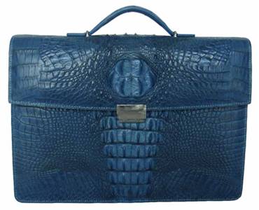 Genuine Crocodile Leather Briefcase in Blue Crocodile Skin  #CRM426BR-02
