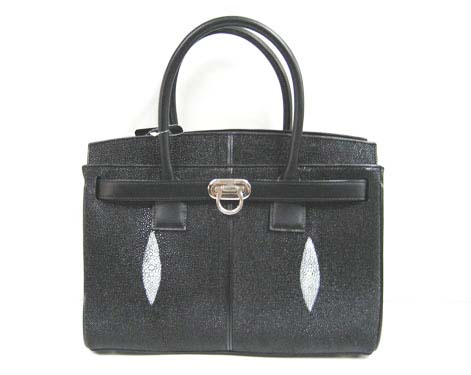 Genuine Stingray Leather Handbag in Black Stingray Skin  #STW362H