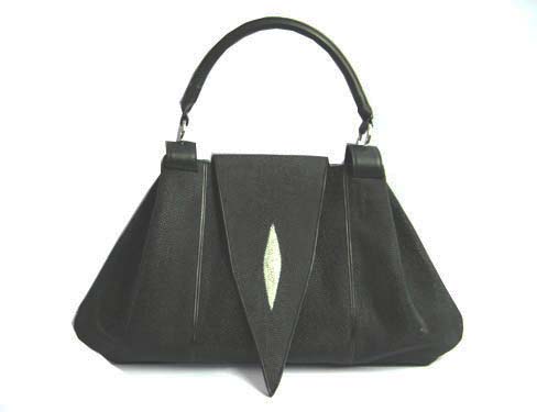Genuine Stingray Leather Handbag in Black Stingray Skin  #STW363H