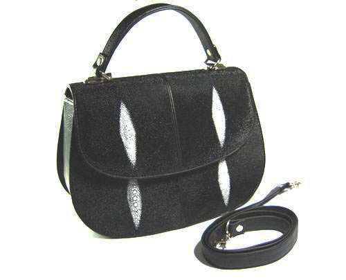 Genuine Stingray Leather Handbag in Black Stingray Skin  #STW364H
