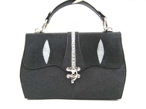 Genuine Stingray Leather Handbag in Black Stingray Skin  #STW367H