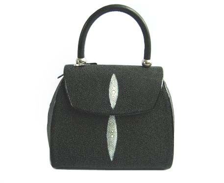 Genuine Stingray Leather Handbag in Black Stingray Skin  #STW376H