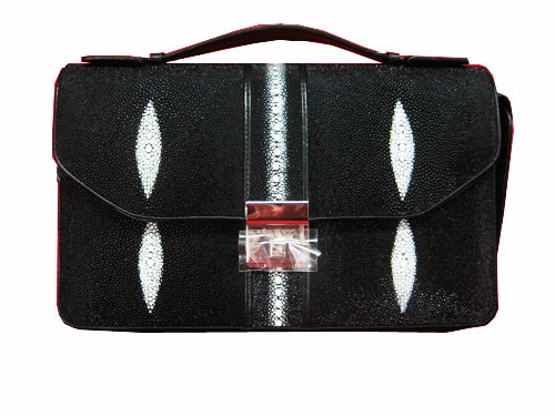 Genuine Stingray Leather Handbag in Black Stingray Skin  #STW382H