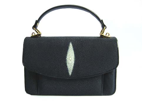 Genuine Stingray Leather Handbag in Black Stingray Skin  #STW384H
