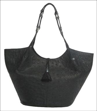Genuine Ostrich Leather Handbag in Black Ostrich Skin  #OSW415H