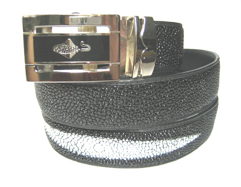 Genuine Stingray Leather Belt in Black Stingray Skin  #STM645B-01