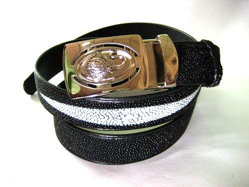 Genuine Stingray Leather Belt in Black Stingray Skin  #STM645B-03
