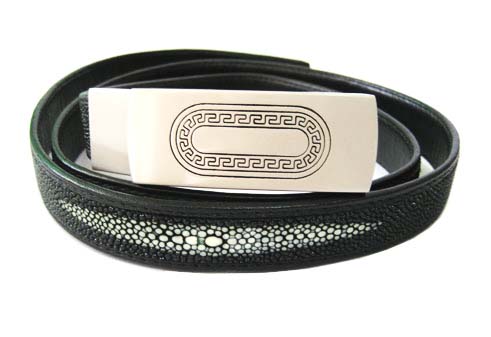 Ladies Stingray Leather Belt in Black Stingray Skin  #STM648B-01