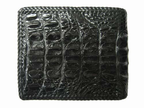 Genuine Crocodile Leather Wallet with Weave Style in Black Crocodile Skin  #CRM455W-03