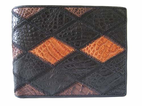 Genuine Crocodile Leather Wallet in Black & Brown Crocodile Skin  #CRM458W-02