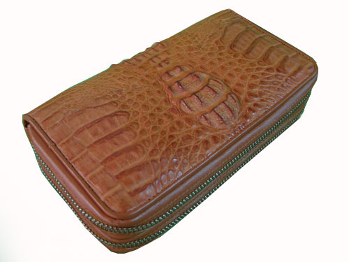 Ladies Crocodile/ Alligator Leather Wallet Purse in Light Brown(Tan) Crocodile Skin  #CRM465W-01