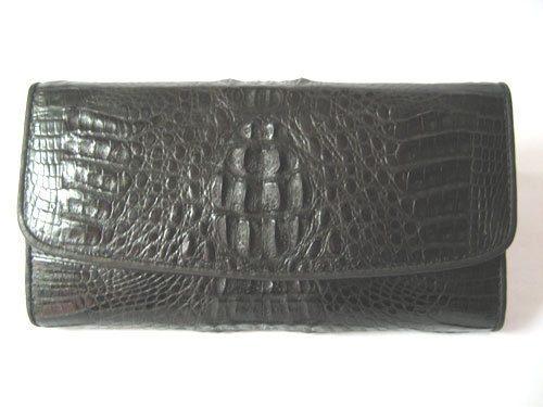 Ladies Crocodile/ Alligator Leather Clutch Wallet in Black Crocodile Skin  #CRW466W-08