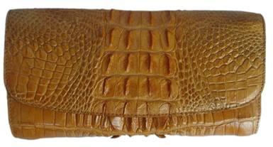 Ladies Crocodile Leather Clutch Wallet in Light Brown Crocodile Skin  #CRW467W-04
