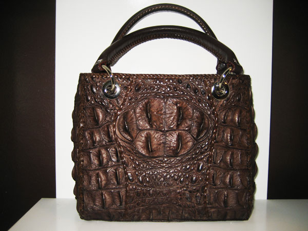 Genuine Hornback Crocodile Handbag in Dark Brown Crocodile Leather #CRW306H-BR