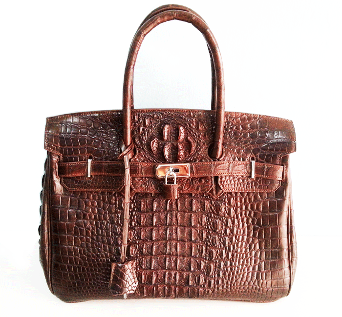 Genuine Crocodile Leather Handbag in Black #CRW214H-BR-BACK