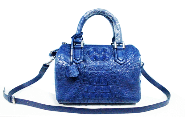 Navy Blue Crocodile Leather Handbag #CRW340H-BLU-BACK