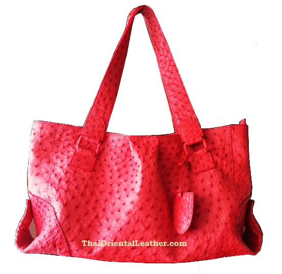 Genuine Ostrich Leather Handbag in Red #OSW330H-RE