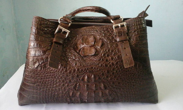 Crocodile Leather Handbag #CRW379H-BR