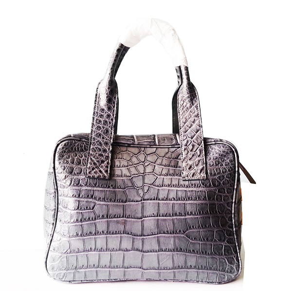 Grey Belly Crocodile Leather Handbag #CRW1000H-GRE-BELLY