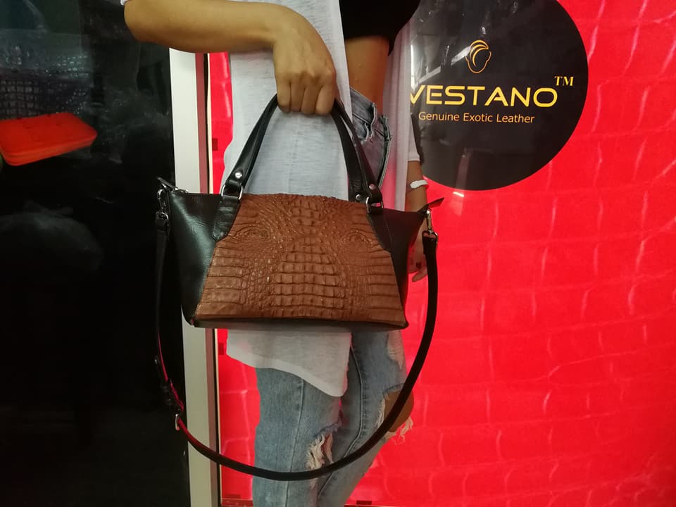 Crocodile Leather Handbag #CRW1217W-10-BR