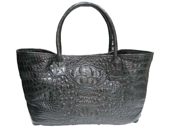 Genuine Crocodile Bag/Shoping Bag in Black Crocodile Leather #CRW219H-01
