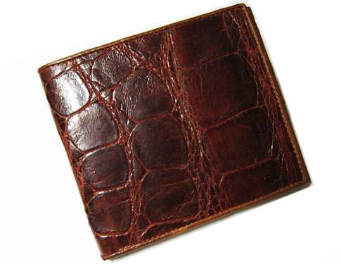 Genuine Belly Crocodile Leather Wallet in Red-Brown Crocodile Leather #CRM444W-02
