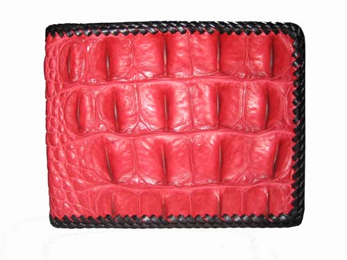 Genuine Crocodile Leather Wallet with Weave Style in Red Crocodile Skin  #CRM455W-06