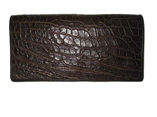 Ladies Crocodile Leather Long Wallet in Chocolate Brown Crocodile Skin  #CRW459W-06