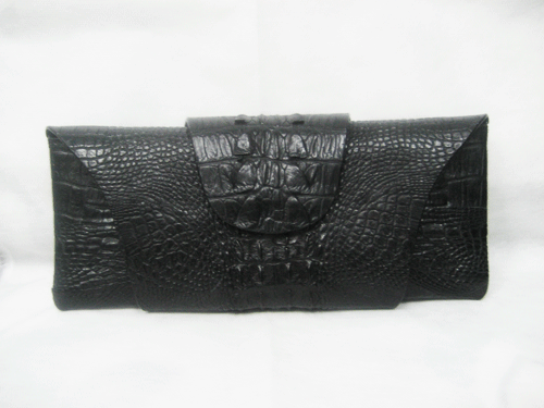 Genuine Crocodile Leather Clutch Bag/Purse in Black Crocodile Leather #CRW208H-BL