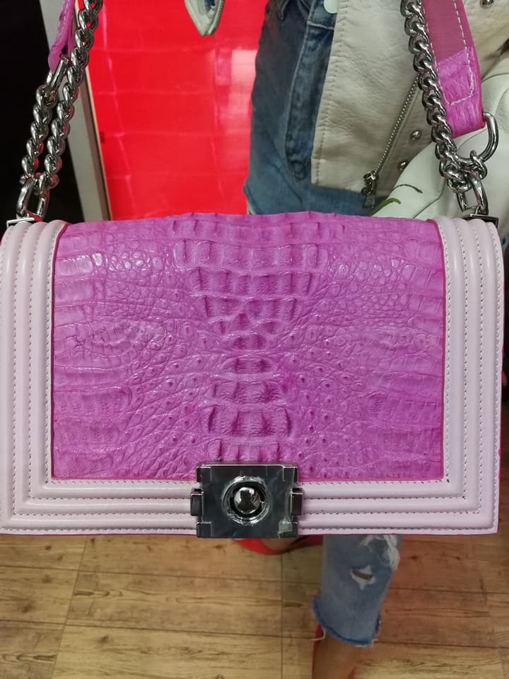 Crocodile Leather Handbag Pink #CRW1217H-01-PI1