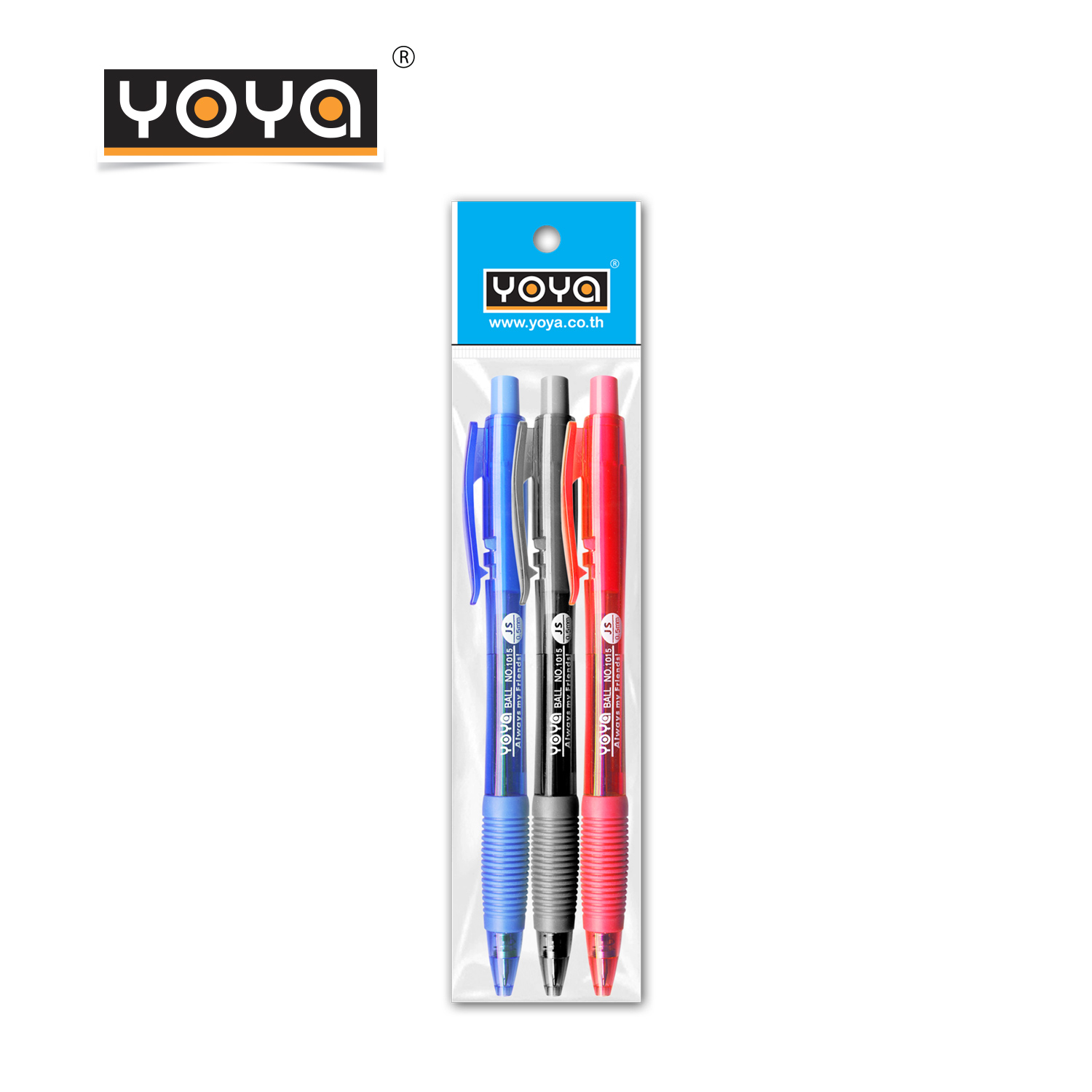 YOYA 0.5 mm Ballpoint Pen Pack 3 : No.1015 / Blue-Black-Red Ink