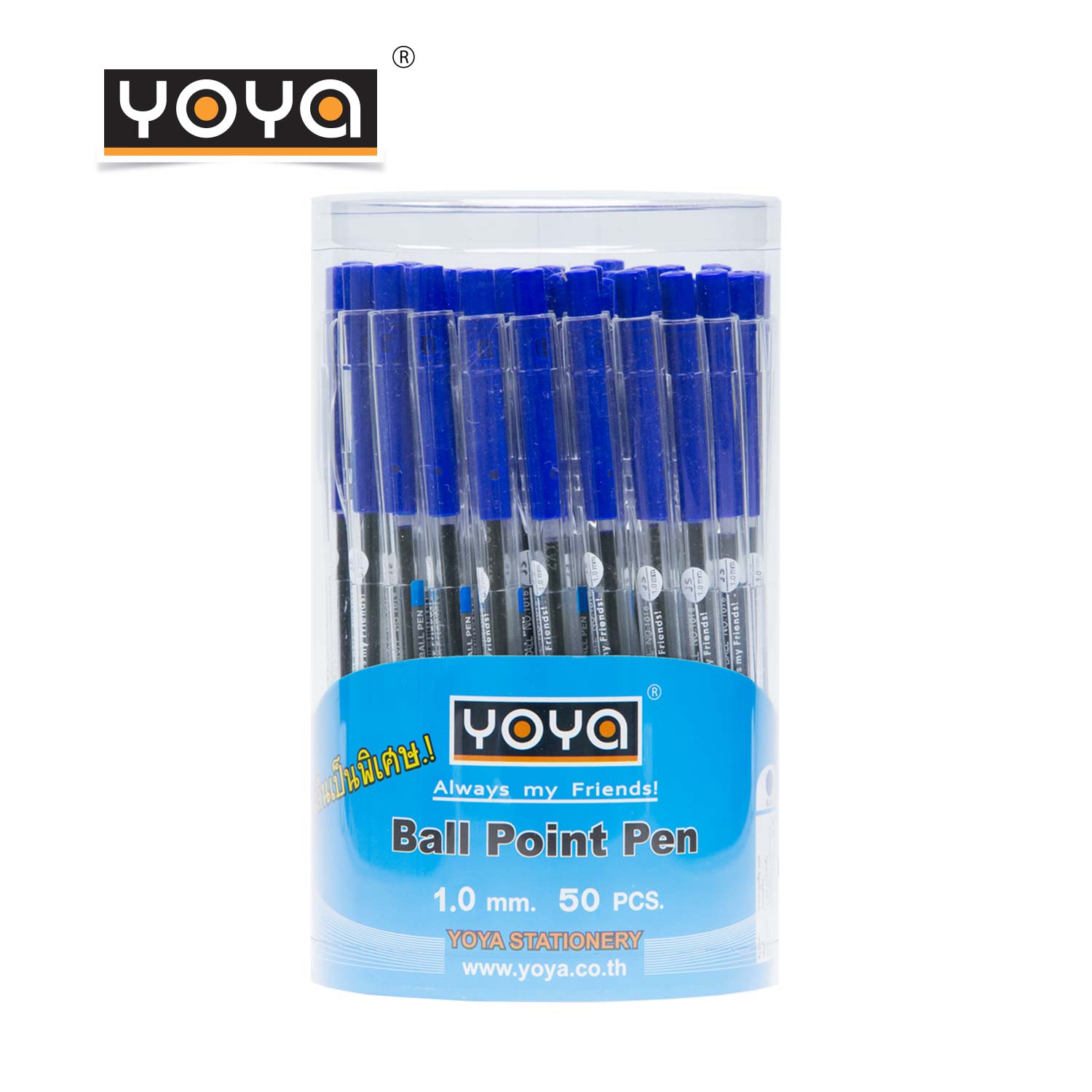 YOYA 1.0 mm Ballpoint pen Pack 50 : No.1017 / Blue-Black-Red Ink