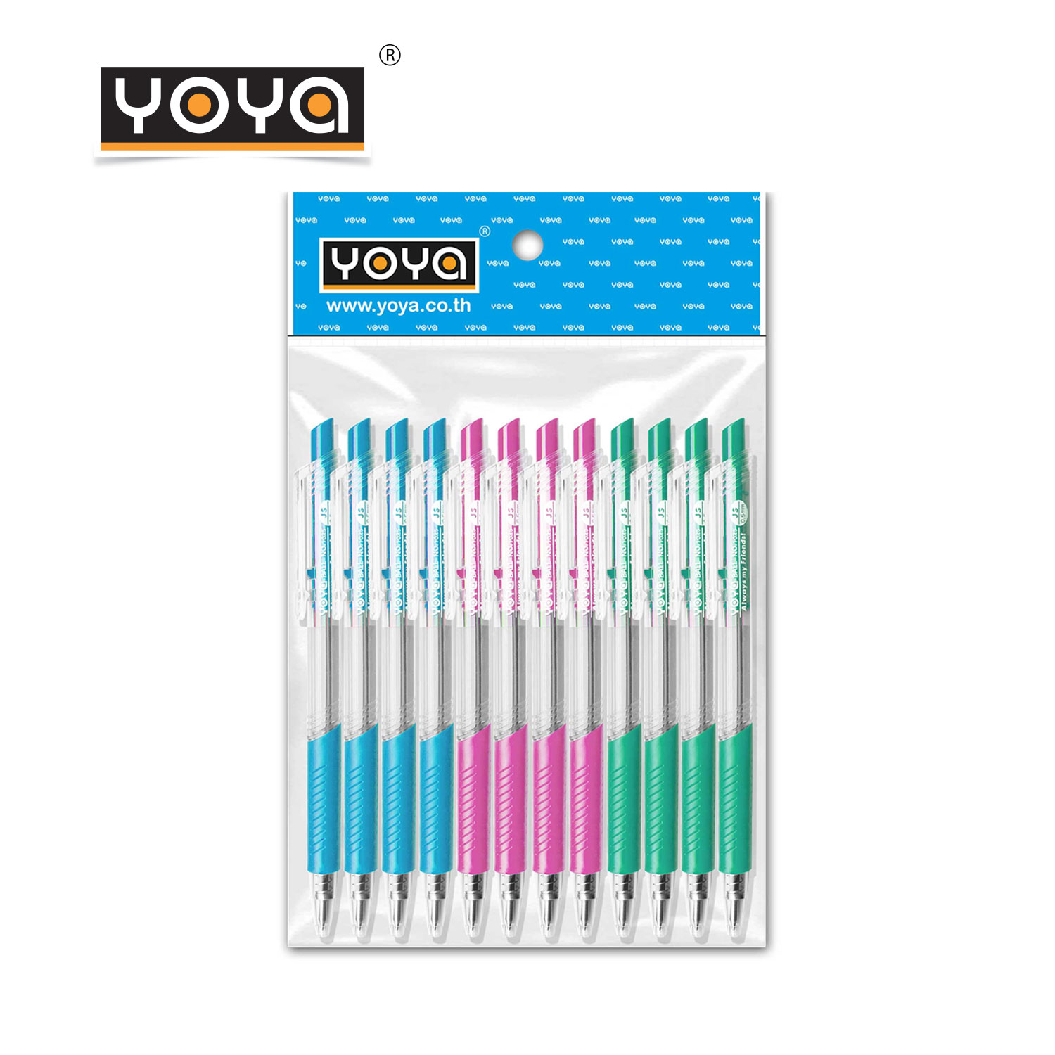 YOYA 0.5 mm Ballpoint Pen Pack 12 : No.1025 / Blue Ink