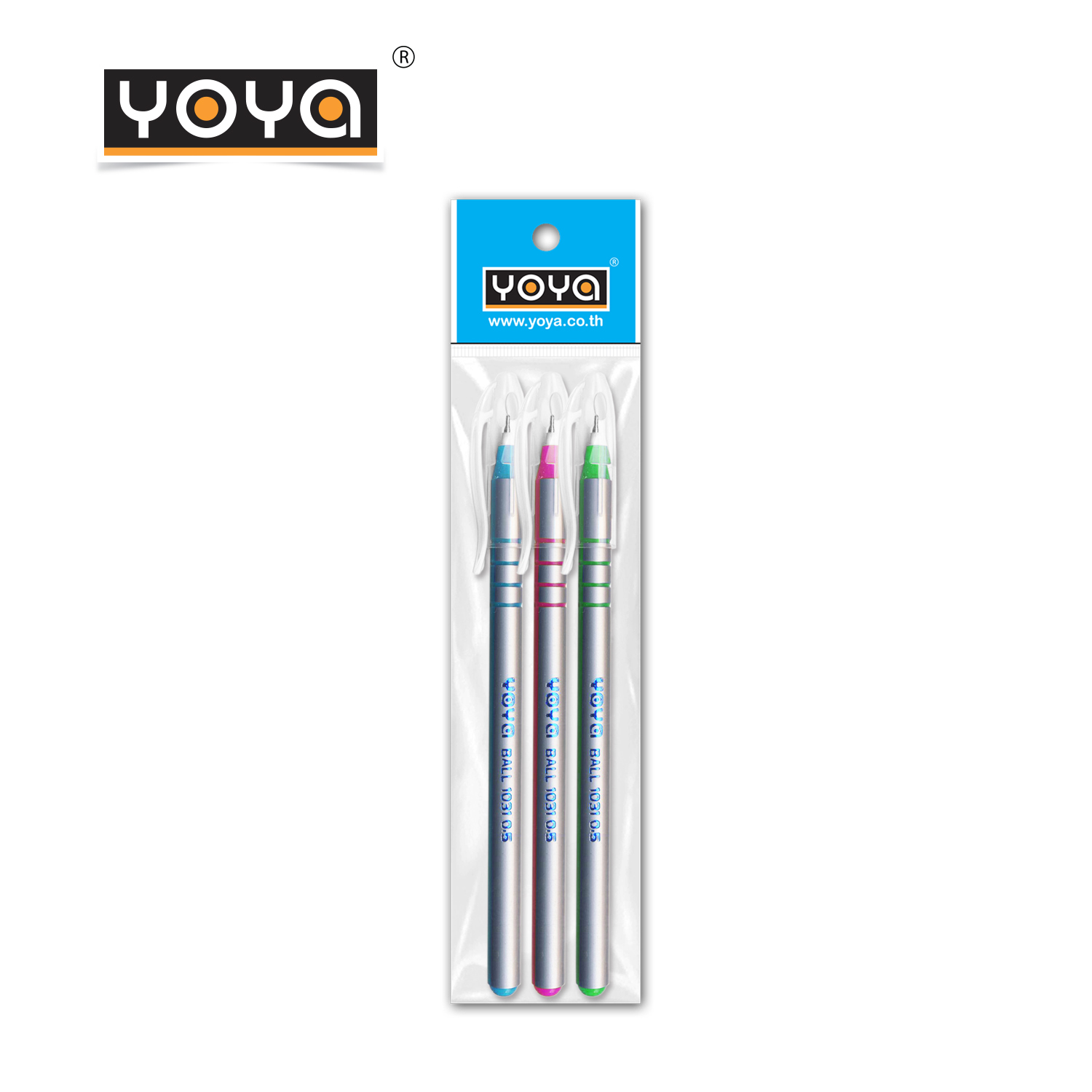 YOYA 0.5 mm Ballpoint Pen Pack 3 : No.1031/ Blue Ink