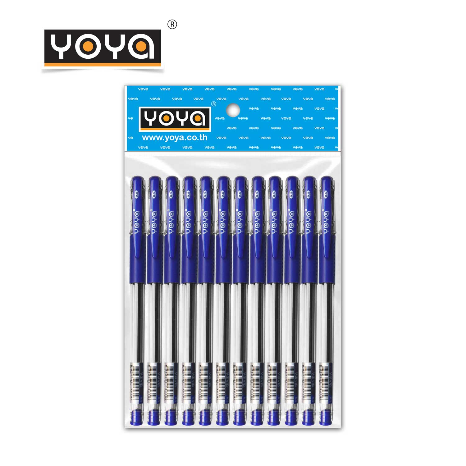 YOYA Gel pen-Needle Tip 0.5 mm. Pack 12 : No.1811 / Blue-Black-Red Ink